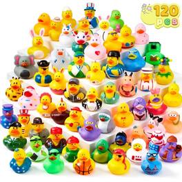 Joyfy - 120 Pcs Rubber Ducks, Mini Rubber Duckie Toys with Bag for Kids Baby Bath Shower Toys, Birthday Gifts - Colorful