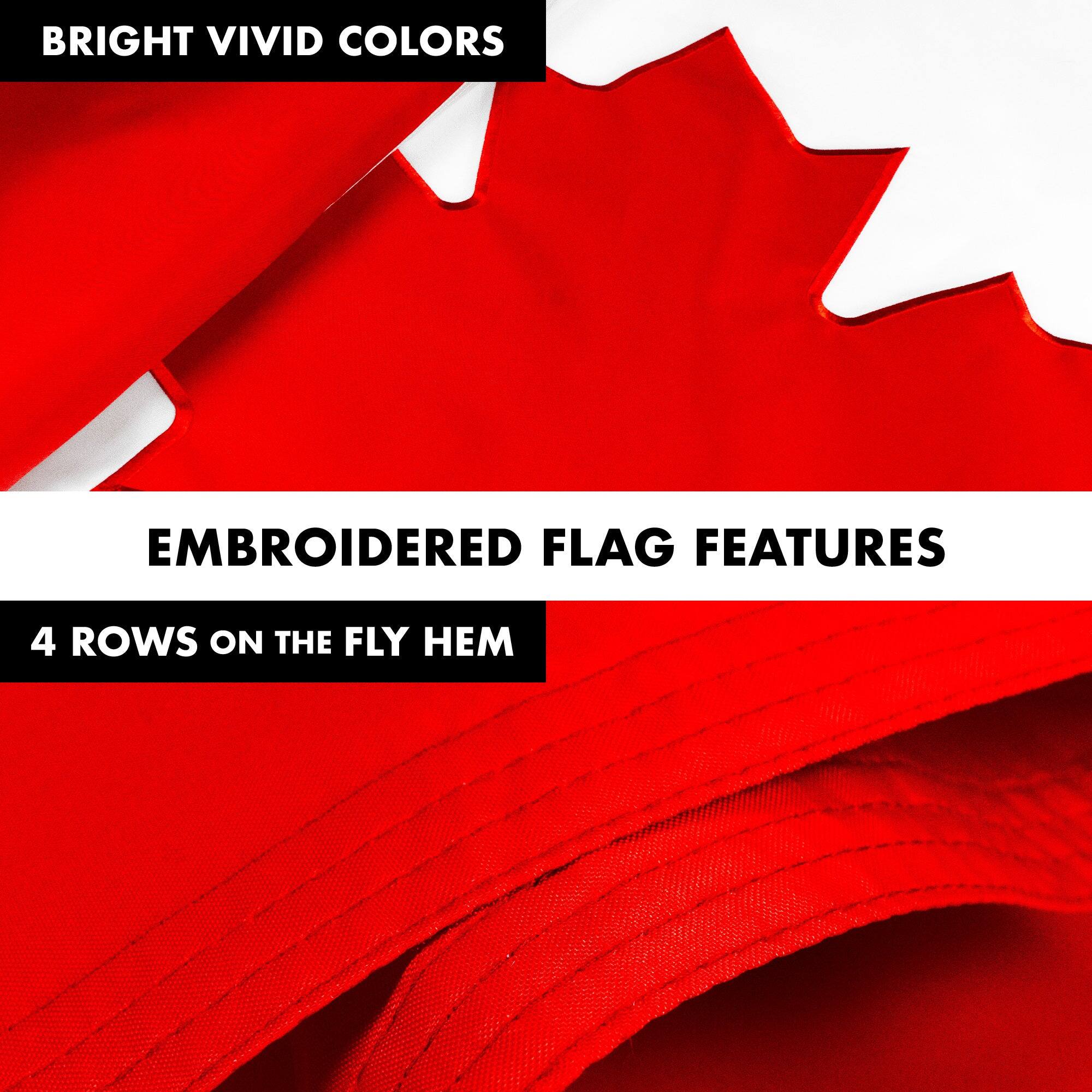 BRIGHT VIVID COLORS

EMBROIDERED FLAG FEATURES

4 ROWS ON THE FLY HEM
