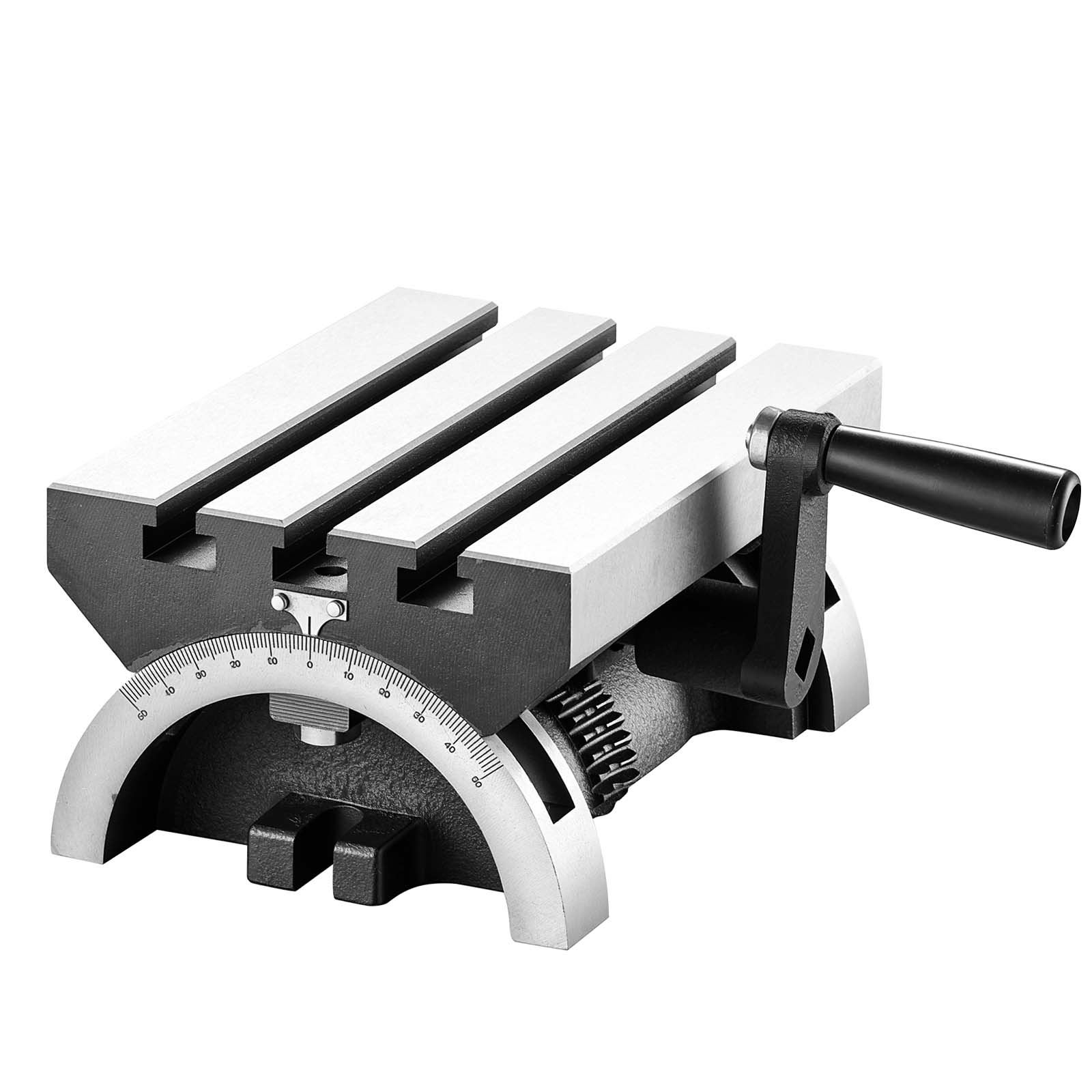 Alt View 5. VEVOR - Rotary Table 7 x 5 in Tilting Milling Table Heavy Duty Cast Iron Body, Robust & Durable - Black;Silver.