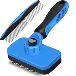 THIRSTY TURTLE - 2PCS Self-Cleaning Slicker Brush and Dog Comb – Skin-Friendly Deshedding and Dematting Grooming Tools for Dogs, Cats, an