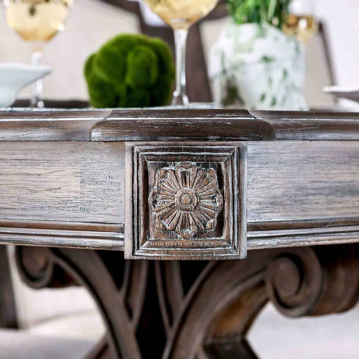 Alt View 1. Loheer - Loheer Rustic Solid Wood Dining Table with Expandable Leaf, Trestle Base, Seats 8 - Natural.
