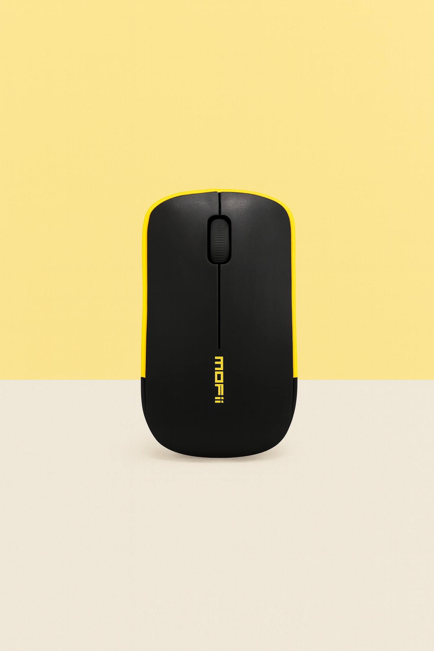 Angle. SaharaCase - Wireless Mouse | Smooth Scroll | Comfort Fit | USB & Type C Adapter | Navigate Series - Black/Yellow.