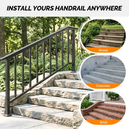 INSTALL YOURS HANDRAIL ANYWHERE

Wood
Concrete
Brick