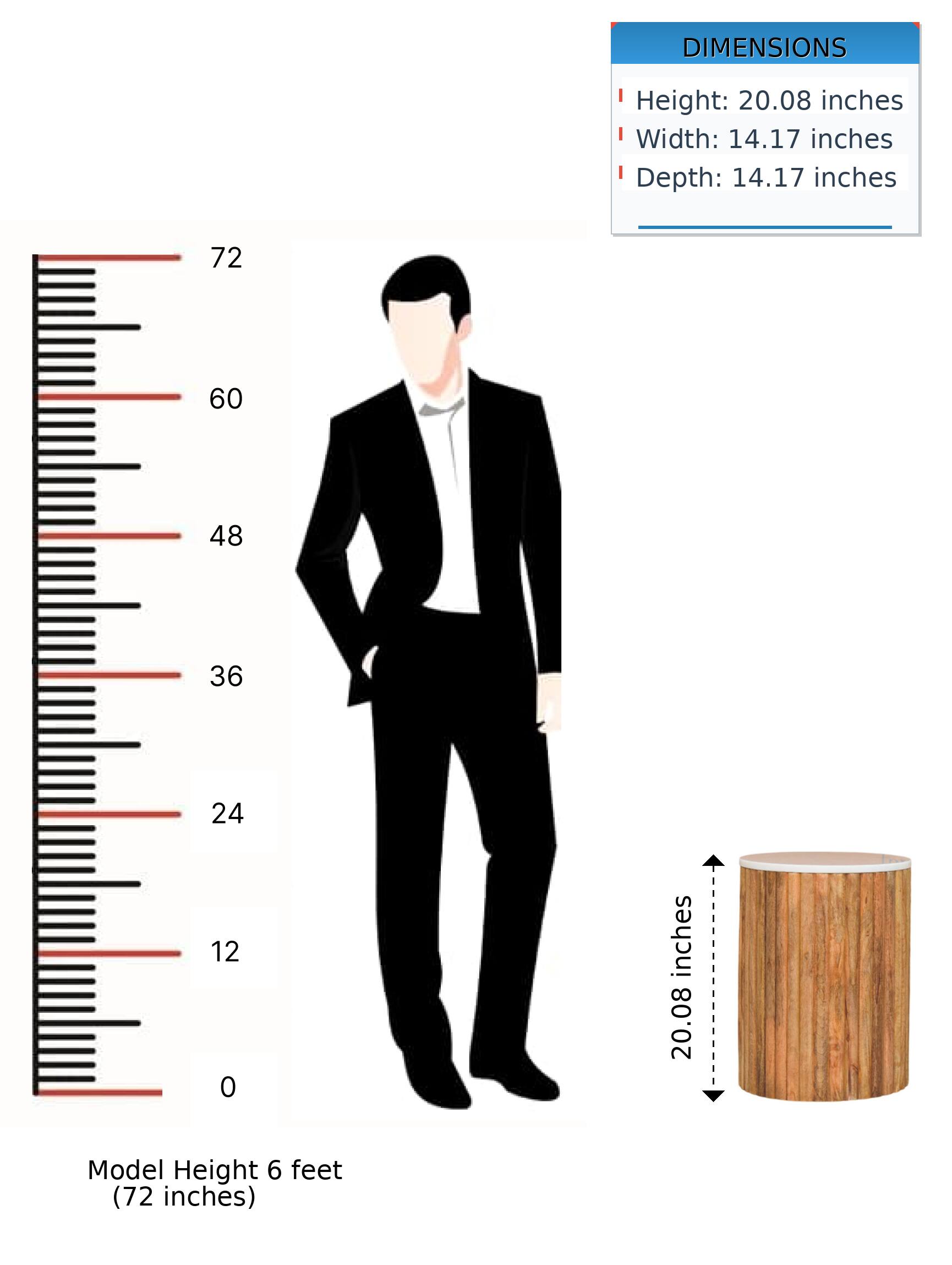 DIMENSIONS  
Height: 20.08 inches  
Width: 14.17 inches  
Depth: 14.17 inches  

Model Height 6 feet (72 inches)