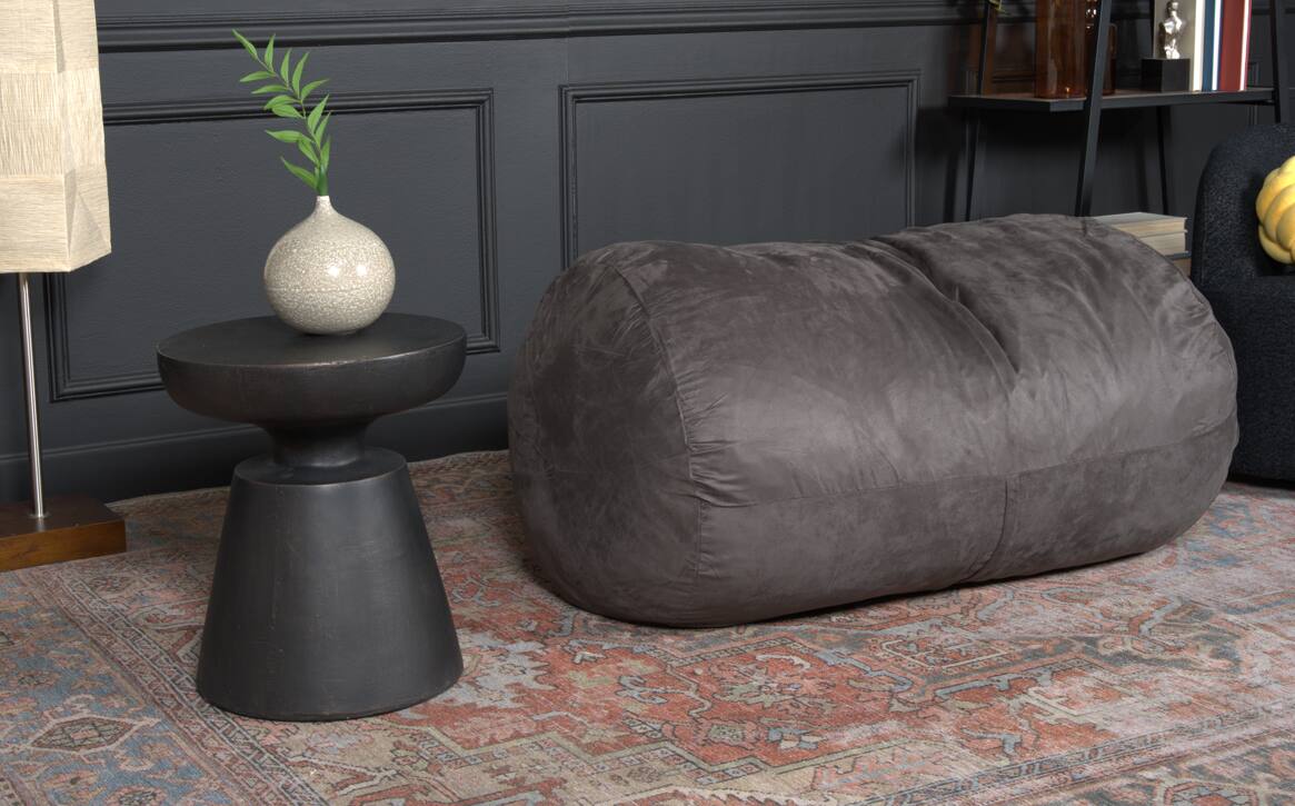 Left. LOVMOR - 4FT Suede Bean Bag Chairs Removable Washable Cover For Living Room Bedroom Dorm Soft Touch Cozy Indoor Seating - Charcoal.