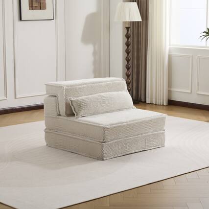 Front. Boyel Living - Convertible Foam Floor Lounge Chair with Pillow - White.