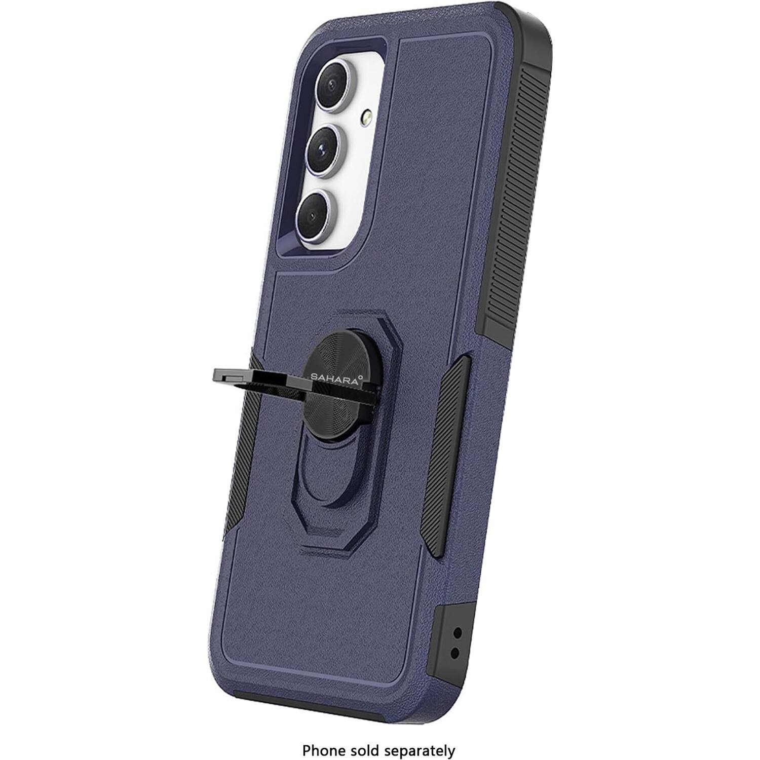 The image shows a blue case for a phone, which is sold separately.