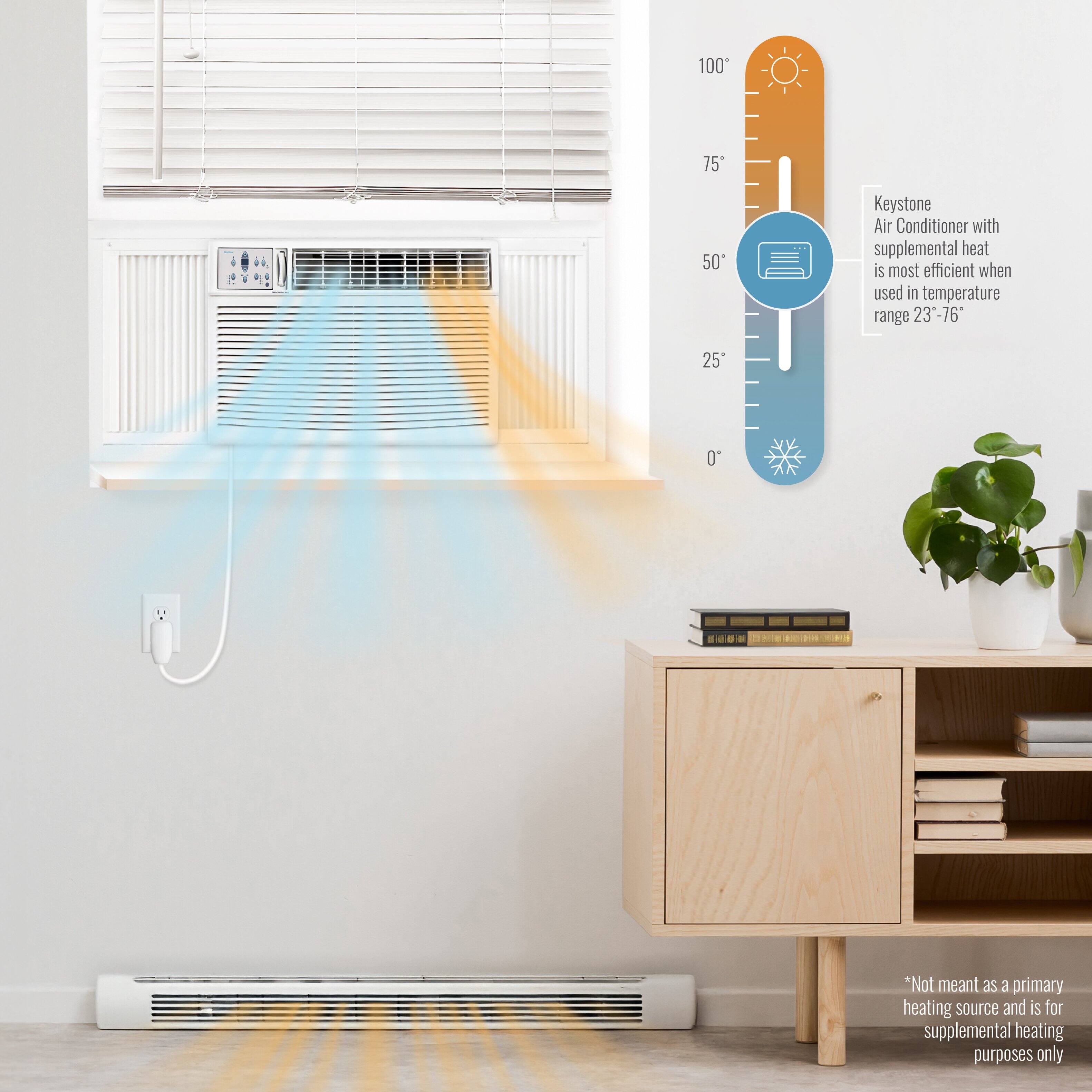100 75 " 50 Keystone Air Conditioner with supplemental heat is most efficient when used in temperature range 23-76 25" 0" *Not meant as a primary heating source and is for supplemental heating purposes only