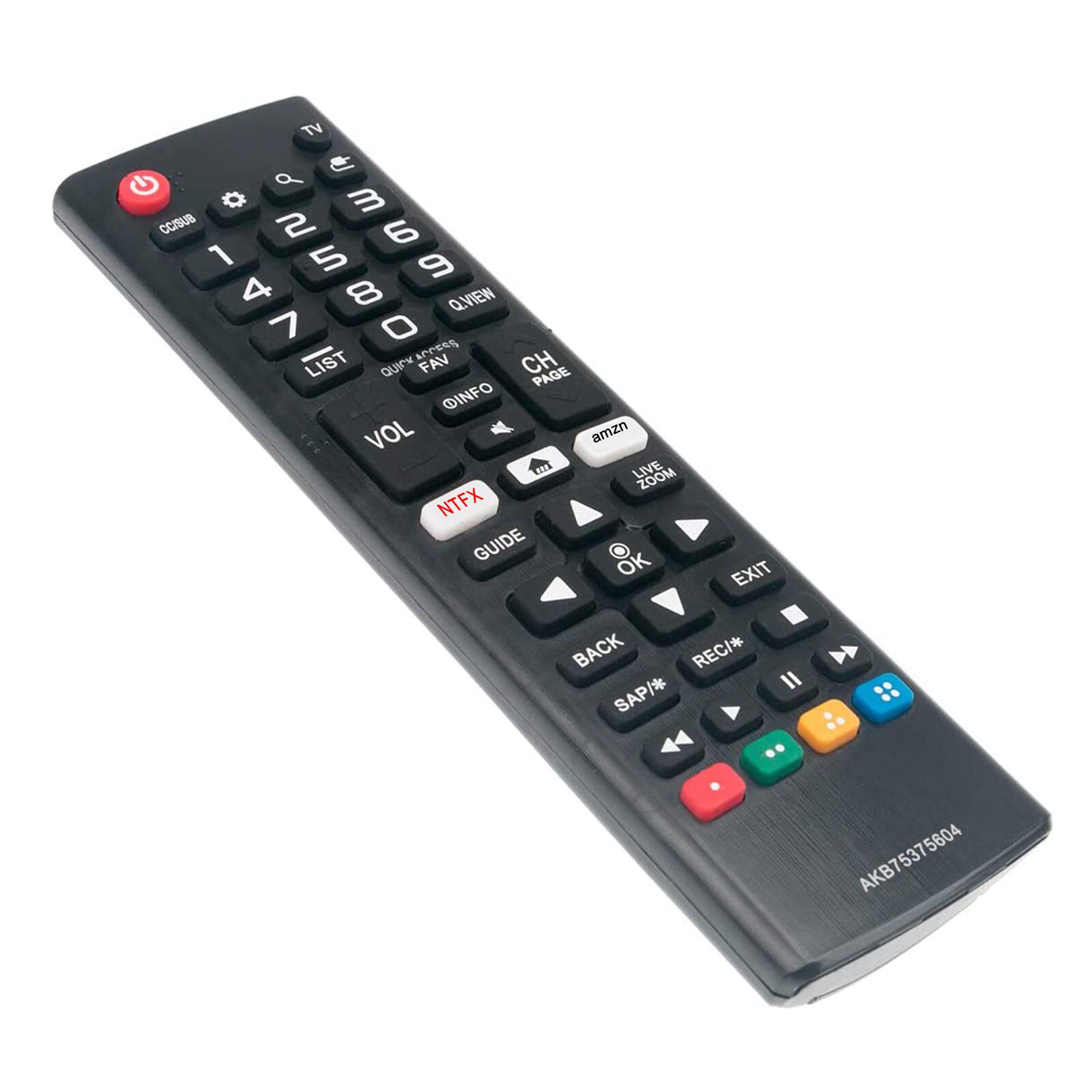 TV C P * 3 CCSUB 2 6 1 5 9 4 8 QVIEW 7 0 anrse CH LIST QUIPK FAV PAGE INFO VOL amzn 1 LIVE ZOOM NTFX GUIDE OK EXIT BACK REC/* SAP/* I AKB75375604