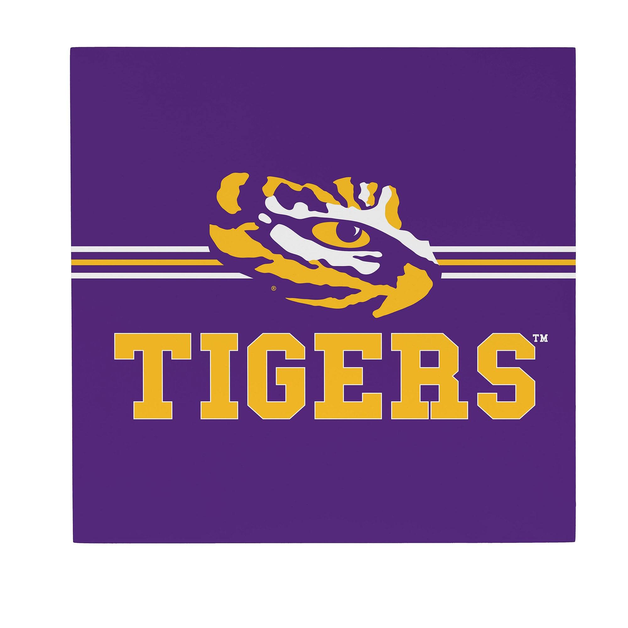 LSU Tigers 12" x 12" Wood Wall Sign