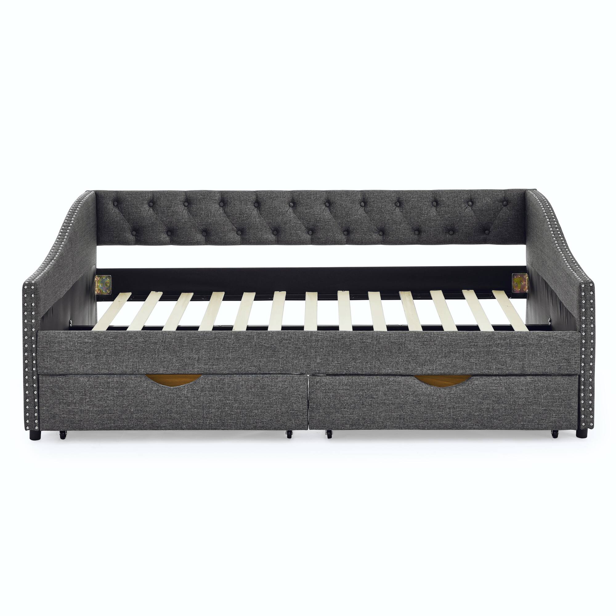 Alt View 8. Tiramisubest - Full Size Daybed with Drawers Upholstered Tufted Sofa Bed, (80.5''x55.5''x27.5'') - DARK GREY.