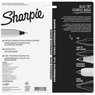 **Contents:**

- Sharpie
- SHARPIE
- SHARPIE L'EXPERIENCE
- PRECISE
- NARROW TIP FOR EXTREME CONTROL
- POINTE PRÉCISE ET TROITE POUR UN CONTRÔLE EXTRÊME
- QUICK DRYING
- SÉCHAGE RAPIDE
- EXPERIENCE FAITES
- FADE- AND WATER-RESISTANT INK
- ENCRE RÉSISTANTE À L'EAU ET À LA DÉCOLORATION
- MORE PLUS
- 1988952
- ASSEMBLED IN USA
- FABRIQUÉ AUX ÉTATS-UNIS
- BY OFFICE BRANDS OF NEWELL BRANDS
- 6e55 PEACHTREE DUNWOODY ROAD NE
- EXPERIENCE IMPORTED FROM
- EXPÉRIMENTEZ IMPORTÉ DE
- ATLANTA, GA 30008
- OAKVILLE, CANADA
- www.sharpee.com
- newell
- EXPERIENCE
- ALSO TRY
- ESSAYEZ AUSSI
- WHEN THERE'S A NEED TO MAKE A