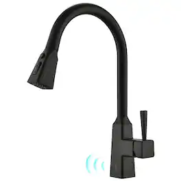 Ropilly - Touchless Kitchen Faucet, Pull Down Sprayer, Hands Free Smart Kitchen Sink Faucet - Black