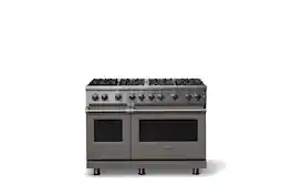 Viking - 6.1 Cu. Ft. Professional 5 Series Freestanding Double Oven Gas Convection 8 Burner Range - Damascus Gray