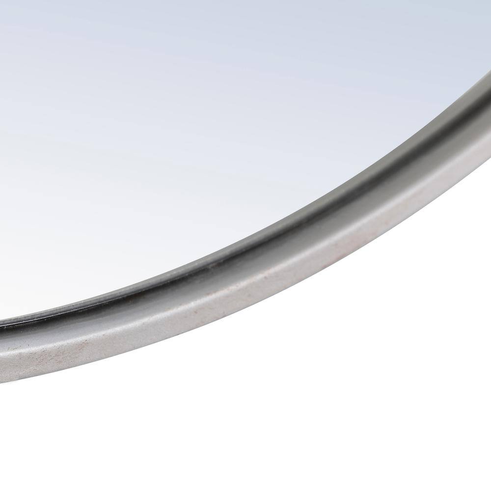 Alt View 7. Elegant Decor - Metal frame Round Mirror with decorative hook 42 inch Silver finish - Silver.