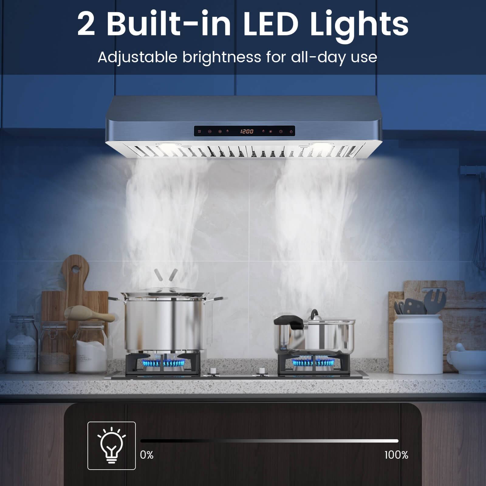 2 Built-in LED Lights
Adjustable brightness for all-day use