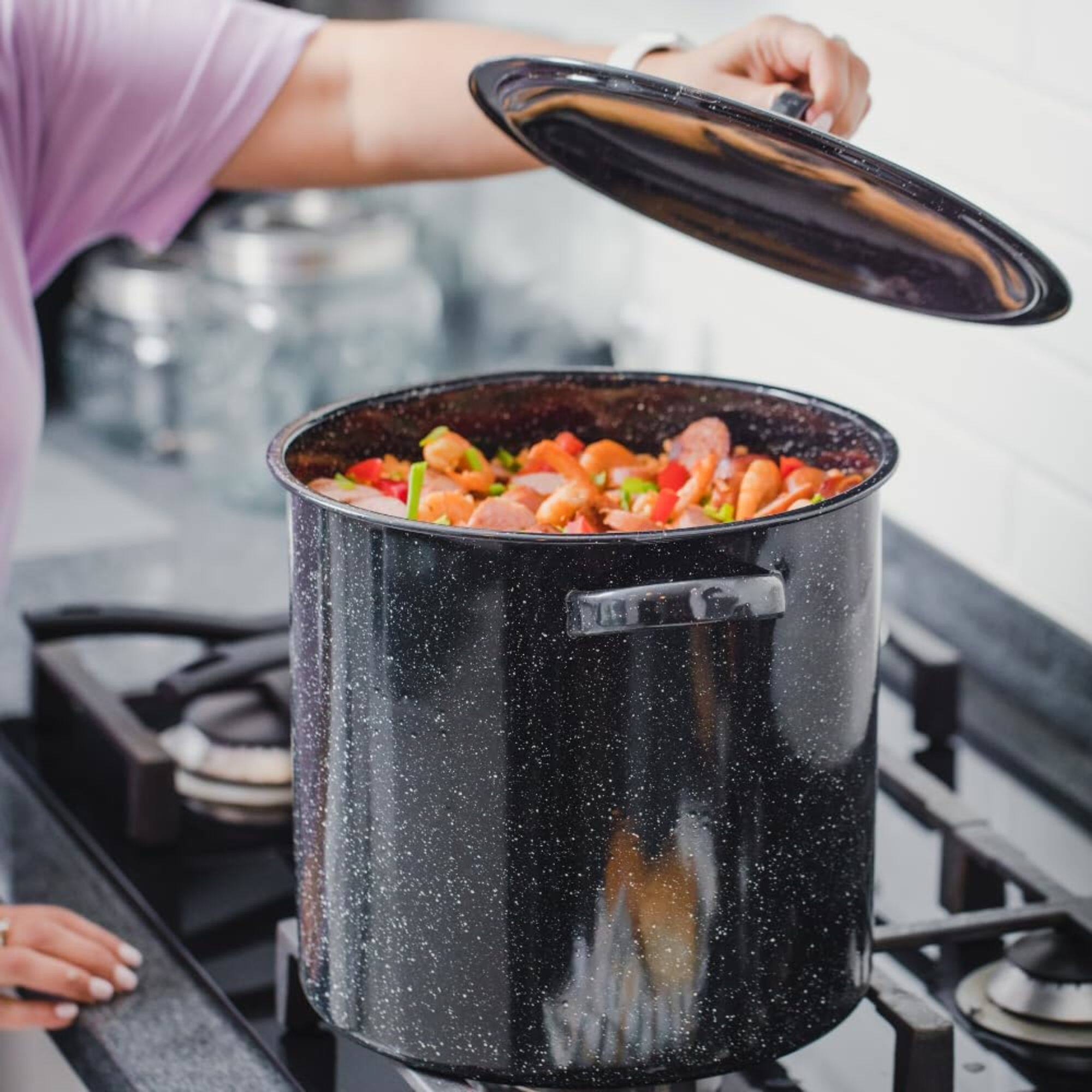 Alt View 3. Granite Ware - Granite Ware Stock Pot, 15.5 Qt - Speckled Black - Speckled Black.