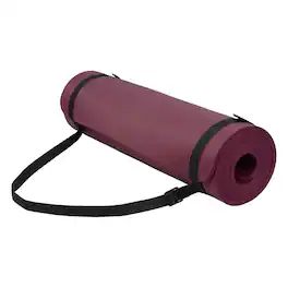 Fitvids - 1/2" Thick High Density Exercise Yoga Mat, Carrying Strap - Deep wine