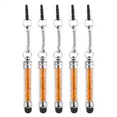 Front. Unique Bargains - 5pcs Stylus Pen for Touch Screens Mini Crystal Diamond Capacitive Pens for Universal All Touchscreen Devices - Orange.