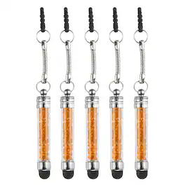 Unique Bargains - 5pcs Stylus Pen for Touch Screens Mini Crystal Diamond Capacitive Pens for Universal All Touchscreen Devices - Orange