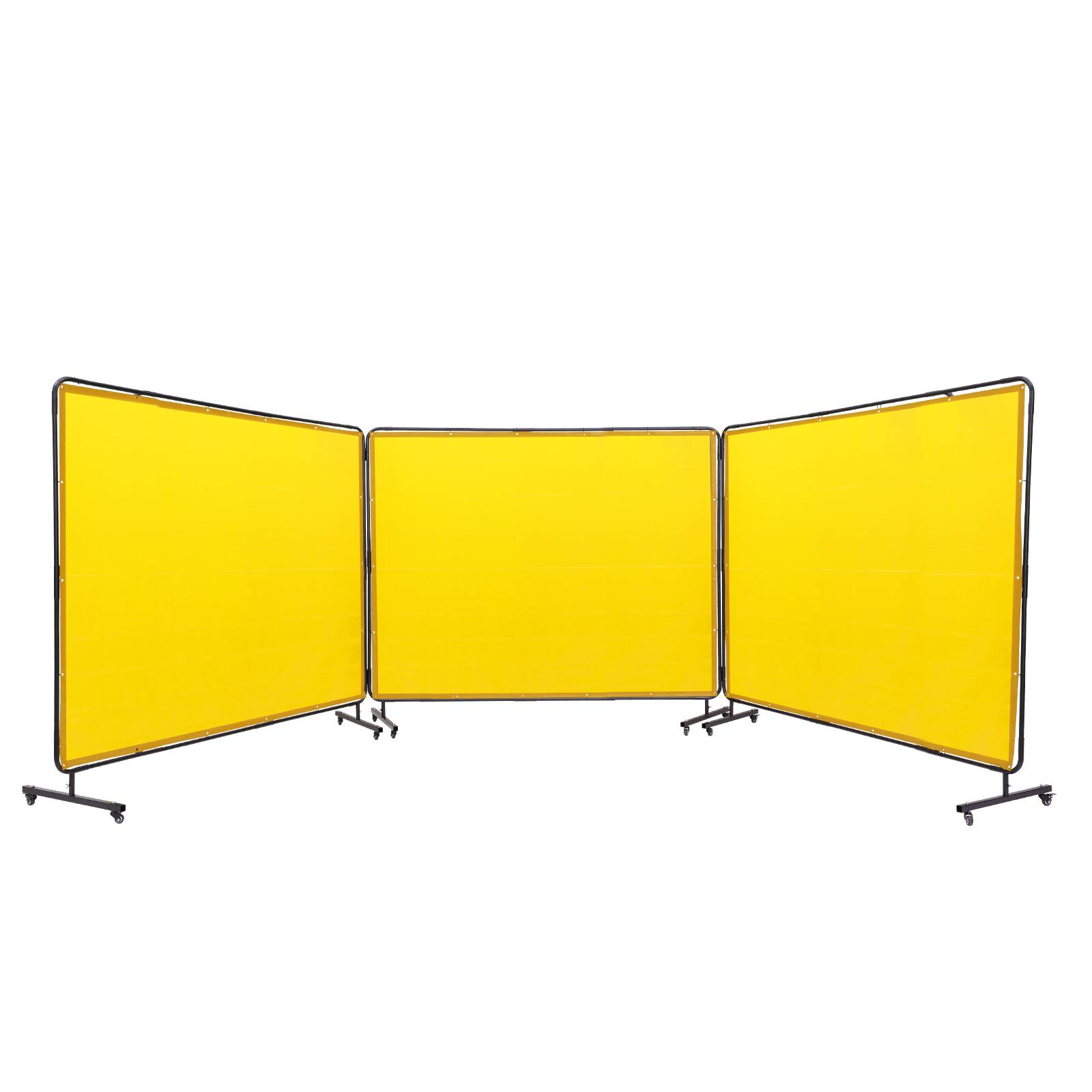 Alt View 5. VEVOR - Welding Screen with Frame, 6' x 8' 3 Panel Welding Curtain Screens, Flame-Resistant Vinyl Welding Protection Screen - Yellow.