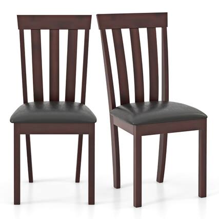 Front. SlickBlue - Set of 2 Upholstered Wooden Dining Chairs with Padded Seat and Rubber Wood Frame - Espresso.