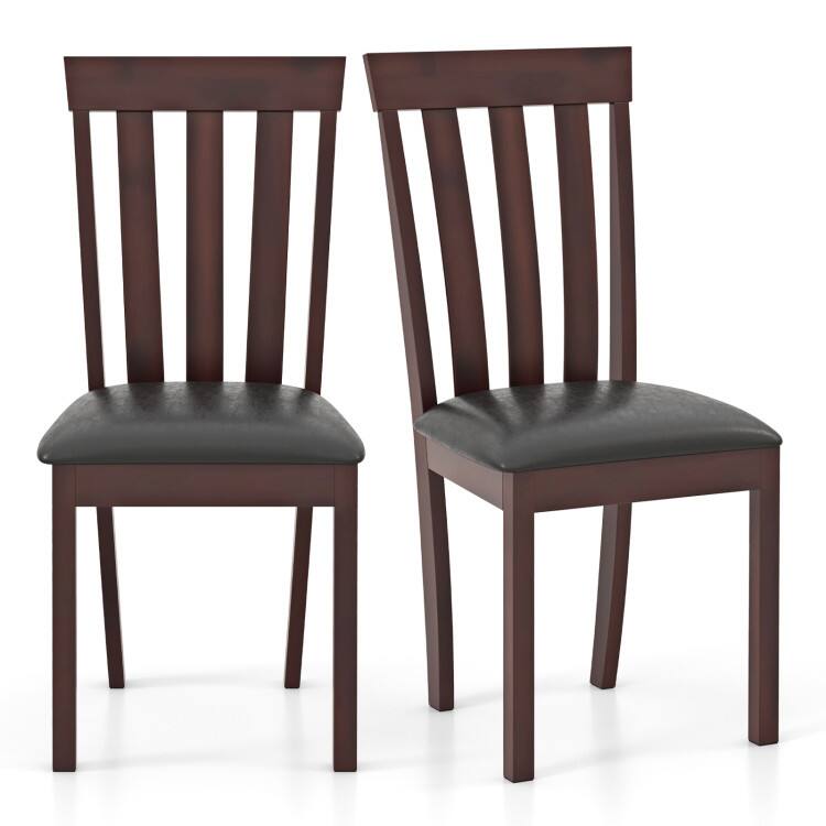 SlickBlue - Set of 2 Upholstered Wooden Dining Chairs with Padded Seat and Rubber Wood Frame - Espresso