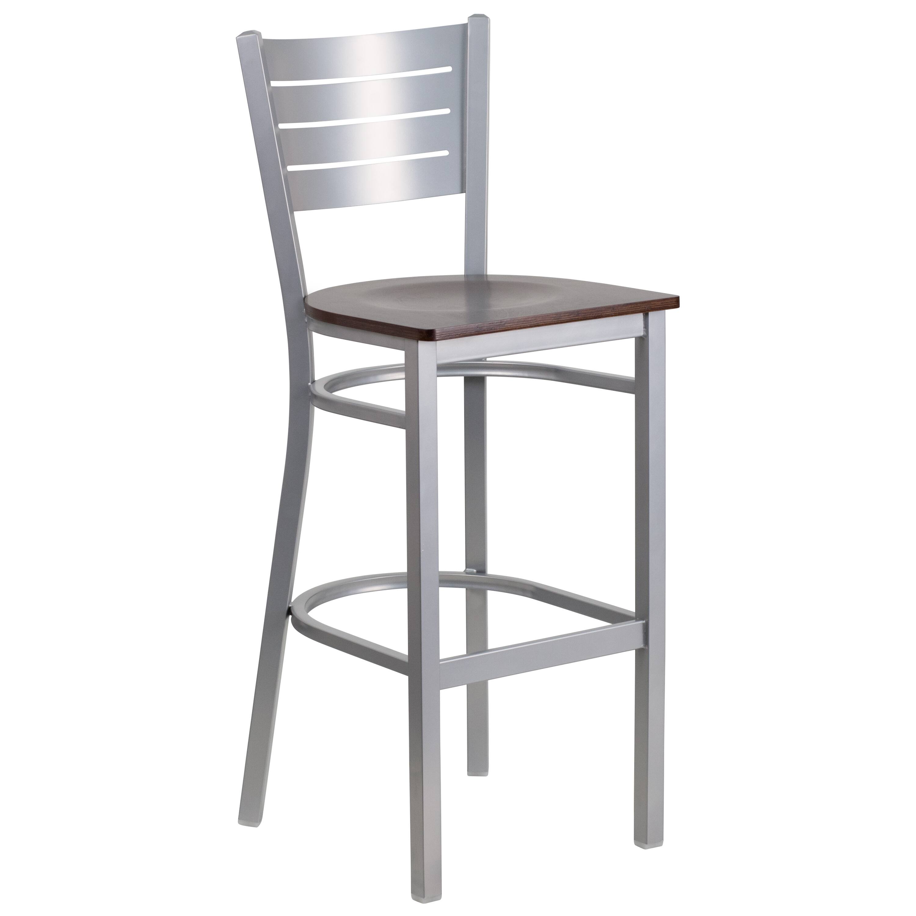 Walnut Wood Seat/Silver Frame