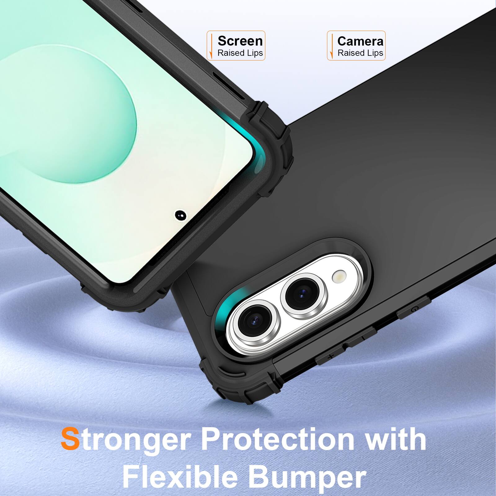 Screen Raised Lips  
Camera Raised Lips  
Stronger Protection with Flexible Bumper