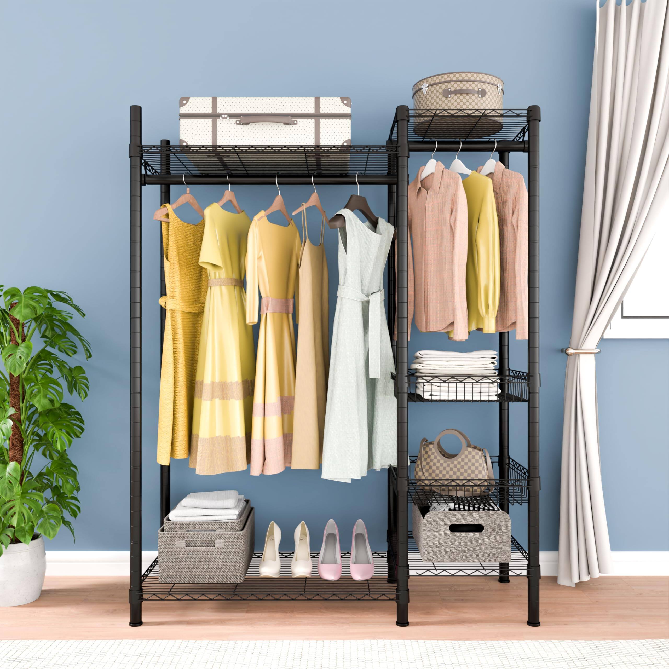 Alt View 2. Hirose Alice - Xiofio 6 Tiers Heavy Duty Clothes Rack Metal Clothing Rack  Clothing Rack with Hanging Rod and Wire Fixing - Default.