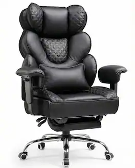 GTPlayer - Big and Tall Gaming Chair with Upgrade Footrest Heavy Duty Office Chair High Back Executive Chair - Black