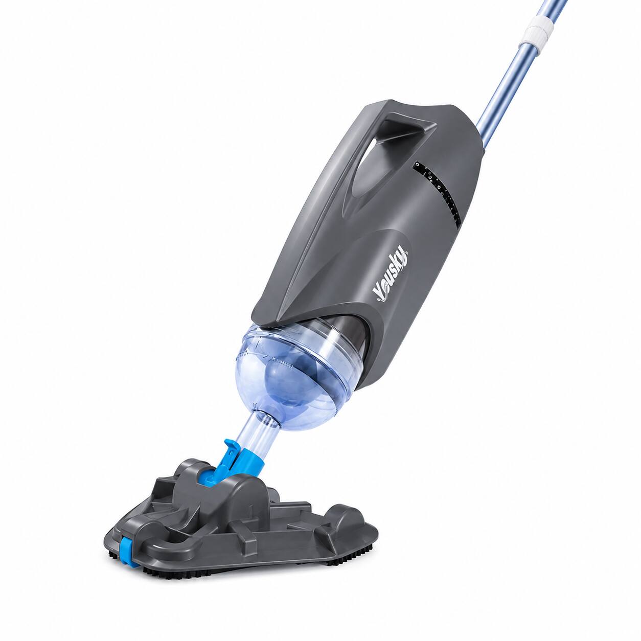 Front. YouSky - YouSky Cordless Handheld Pool Vacuum Cleaner with 18.5GPM Suction, 2 Brush Heads and Rechargeable Battery - Dark Grey.