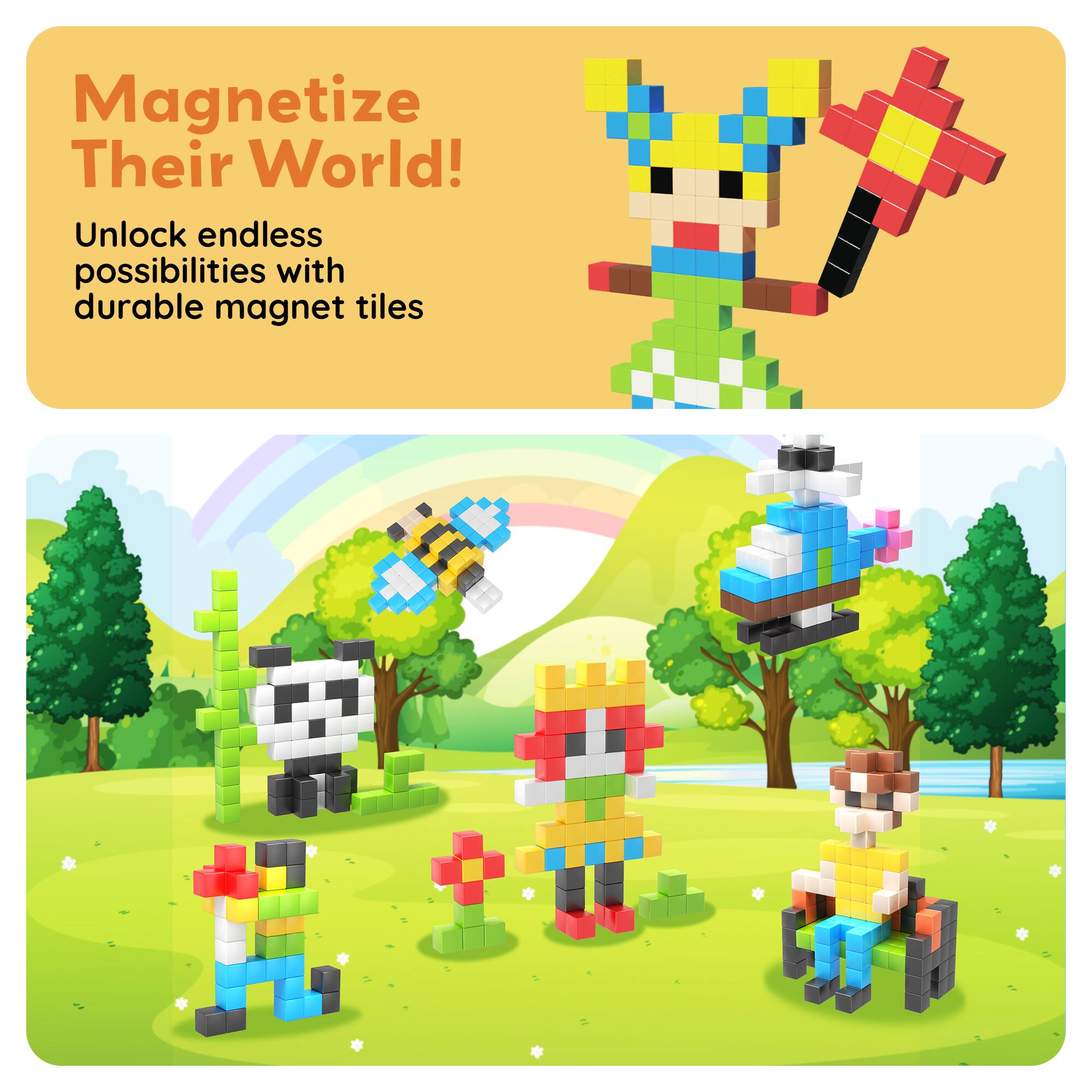 Magnetize Their World!  
Unlock endless possibilities with durable magnet tiles