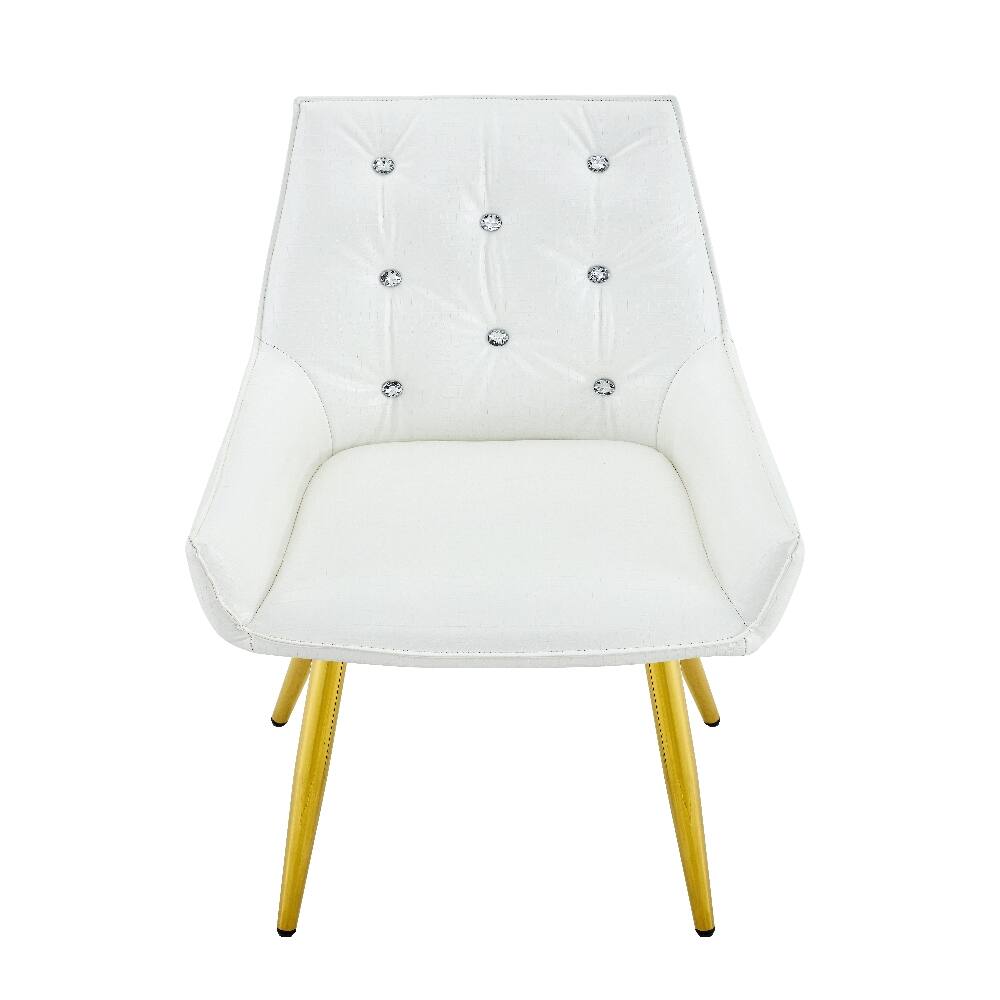 Alt View 10. Loheer - Loheer Crocodile Pattern Dining Chair White PU Leather Accent Chair Diamond Tufted Set of 2 - White.