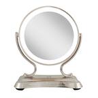 Front. Zadro - Glamour LED Lighted Makeup Mirror with Dual 5X/1X Magnifications and 3 Lighting Options - Polished Nickel.