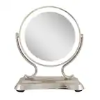 Front. Zadro - Glamour LED Lighted Makeup Mirror with Dual 5X/1X Magnifications and 3 Lighting Options - Polished Nickel.
