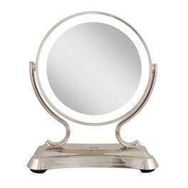 Zadro - Glamour LED Lighted Makeup Mirror with Dual 5X/1X Magnifications and 3 Lighting Options - Polished Nickel
