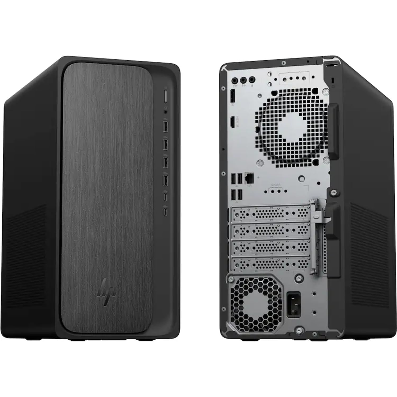 Alt View 3. HP - OmniDesk Tower Desktop Computer • 8-core AMD Ryzen 5 8500G • 16GB DDR5 • 1TB Storage • HDMI + DP • Wi-Fi 6 • Windows 11 - Gray.