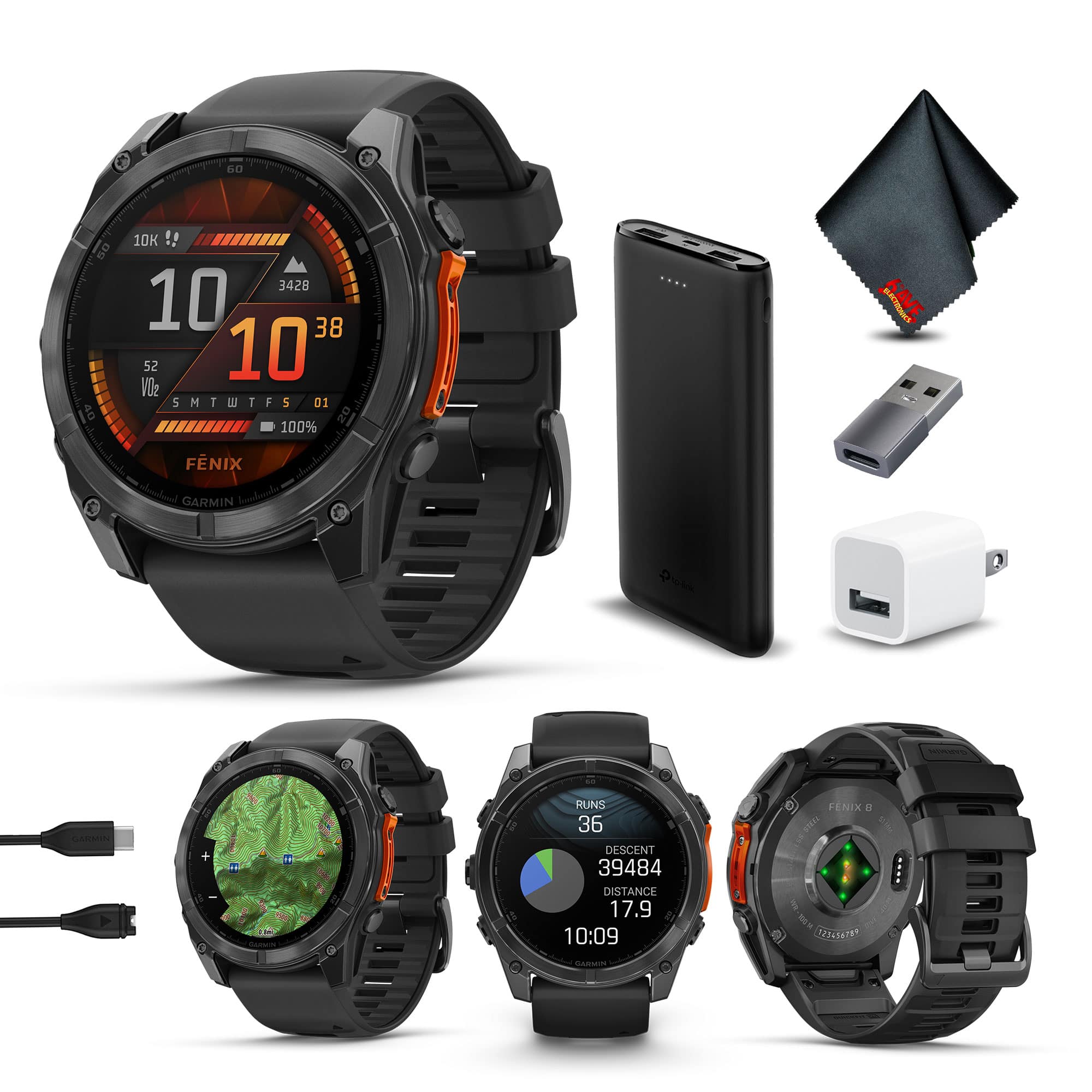 Garmin - fenix 8 – 51 mm, AMOLED, Slate Gray with Black Silicone Band - Black - (2024)