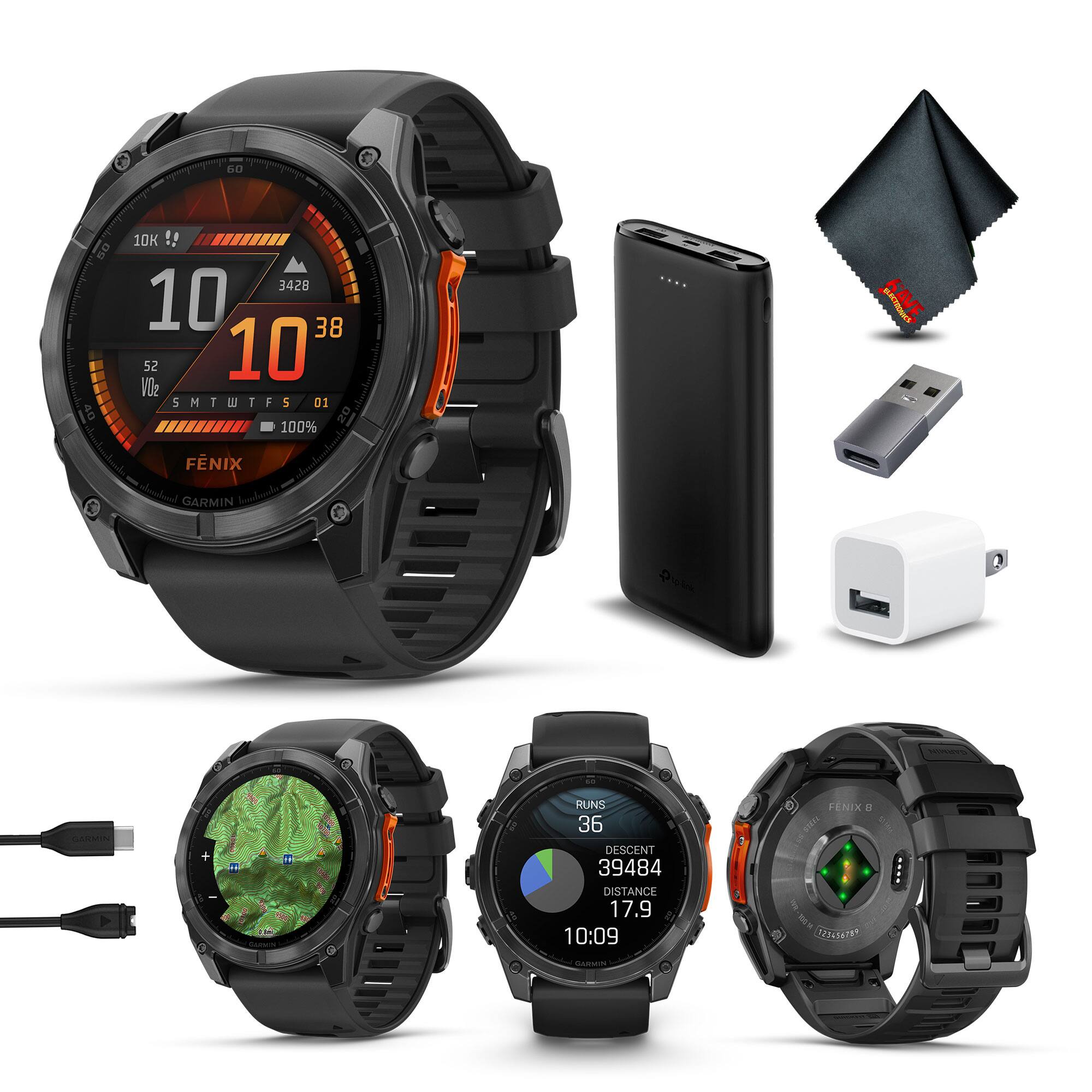 Garmin - fenix 8 – 51 mm, AMOLED, Slate Gray with Black Silicone Band - Black - (2024)