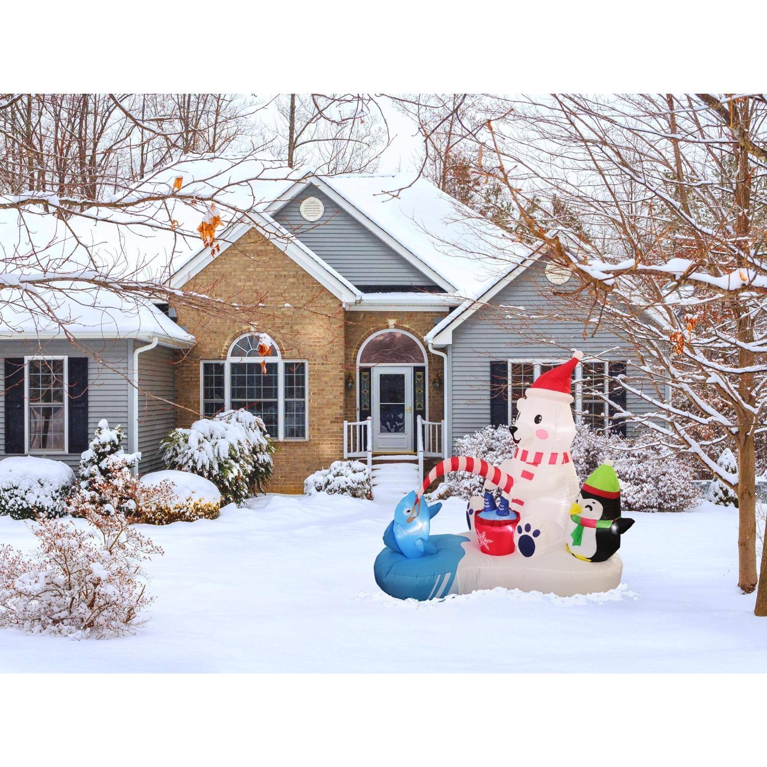 Left. Celebrations - Celebrations Polar Bear Fishing 5 ft. Inflatable - Multicolored.