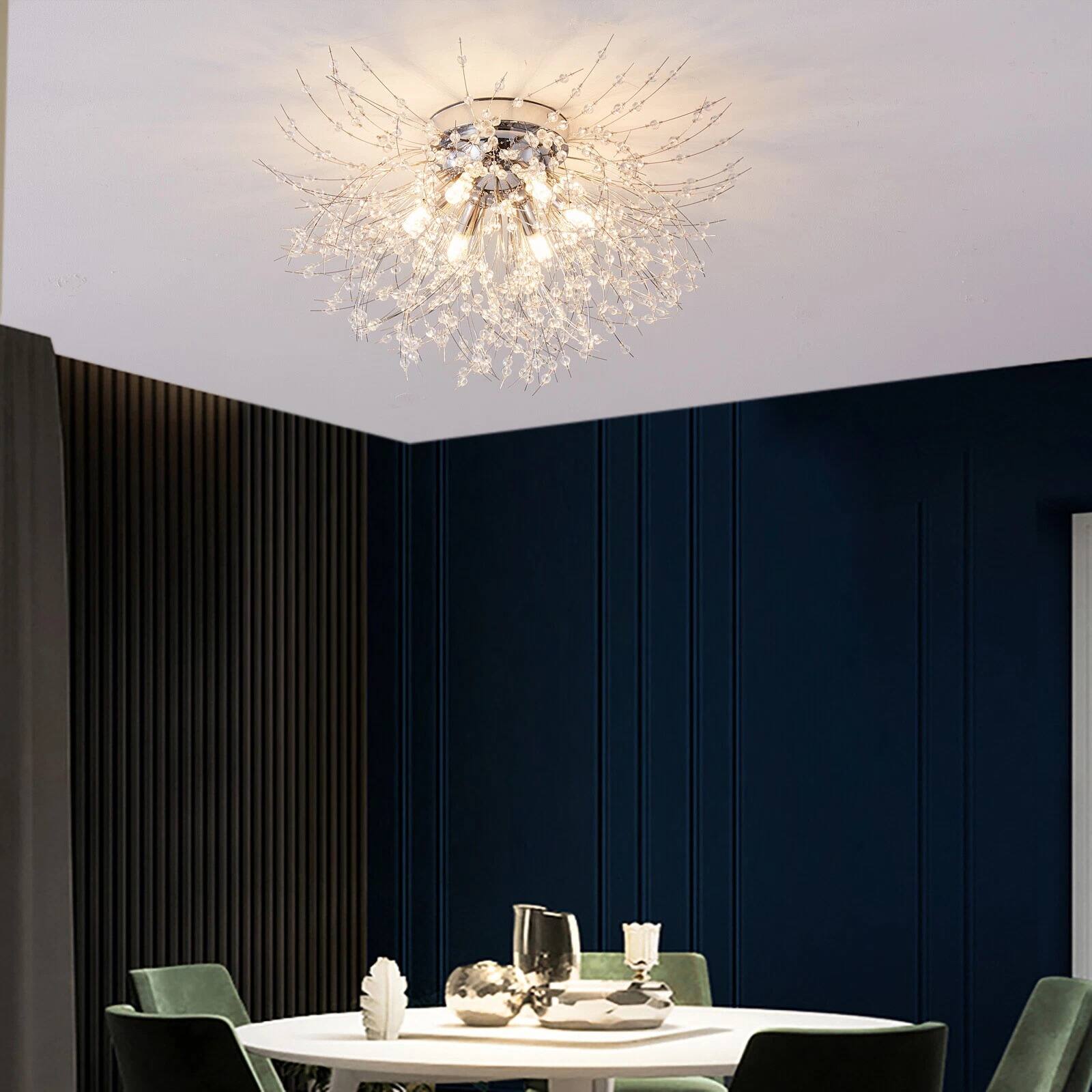 Angle. Home Collection - LED Modern Crystal Ceiling Light Fixture Fireworks Flush Mount Chandelier 6-Light.