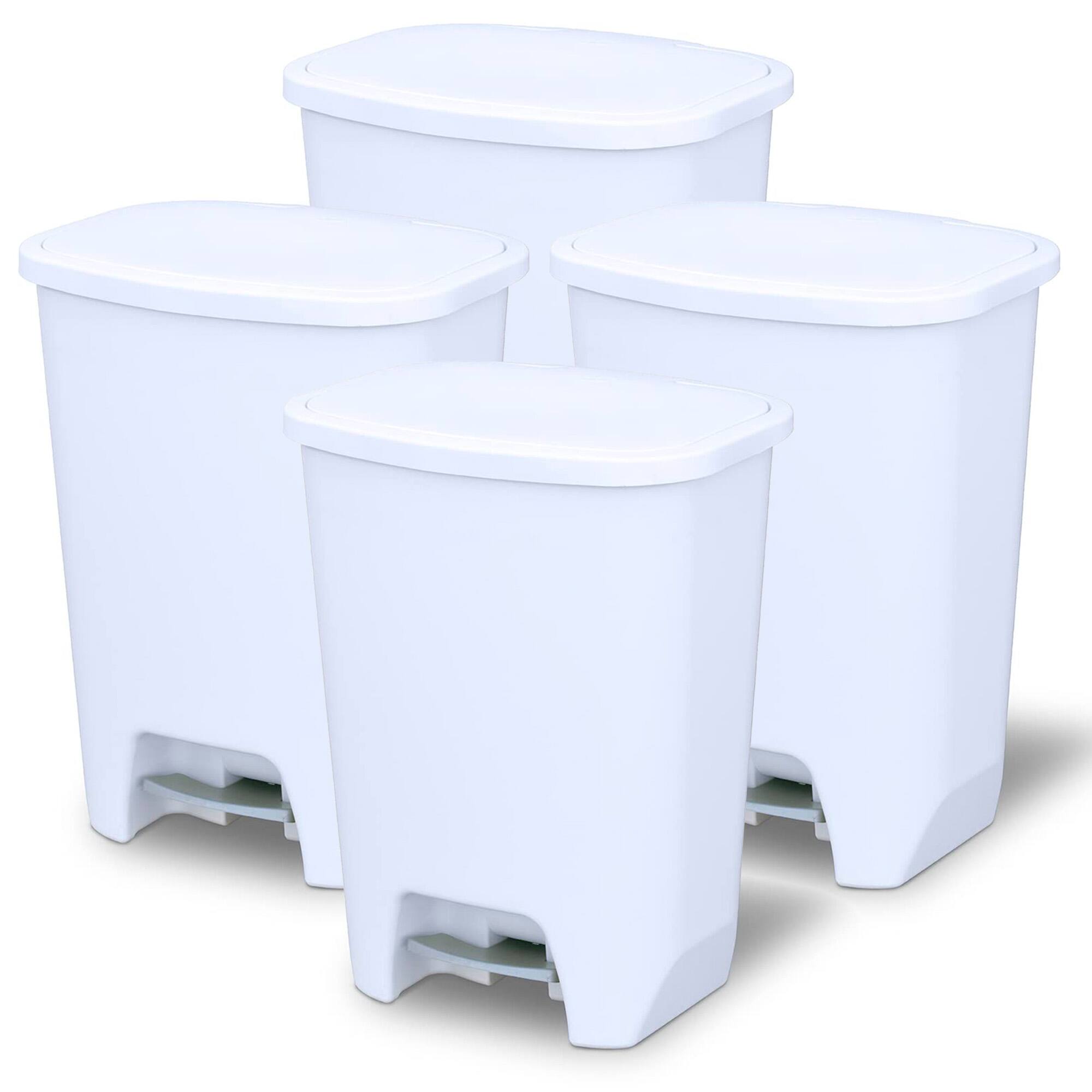 Front. Glad - Glad Kitchen Trash Can with Lid and Garbage Bag Rings, 20 Gal, White, 4 Pack - White.
