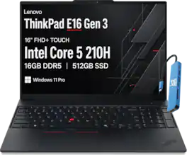 Lenovo - ThinkPad E16 Gen 3 16" WUXGA Touch Laptop - Intel Core 5 210H with 16GB Memory - 512GB SSD - Windows 11 Pro - Black