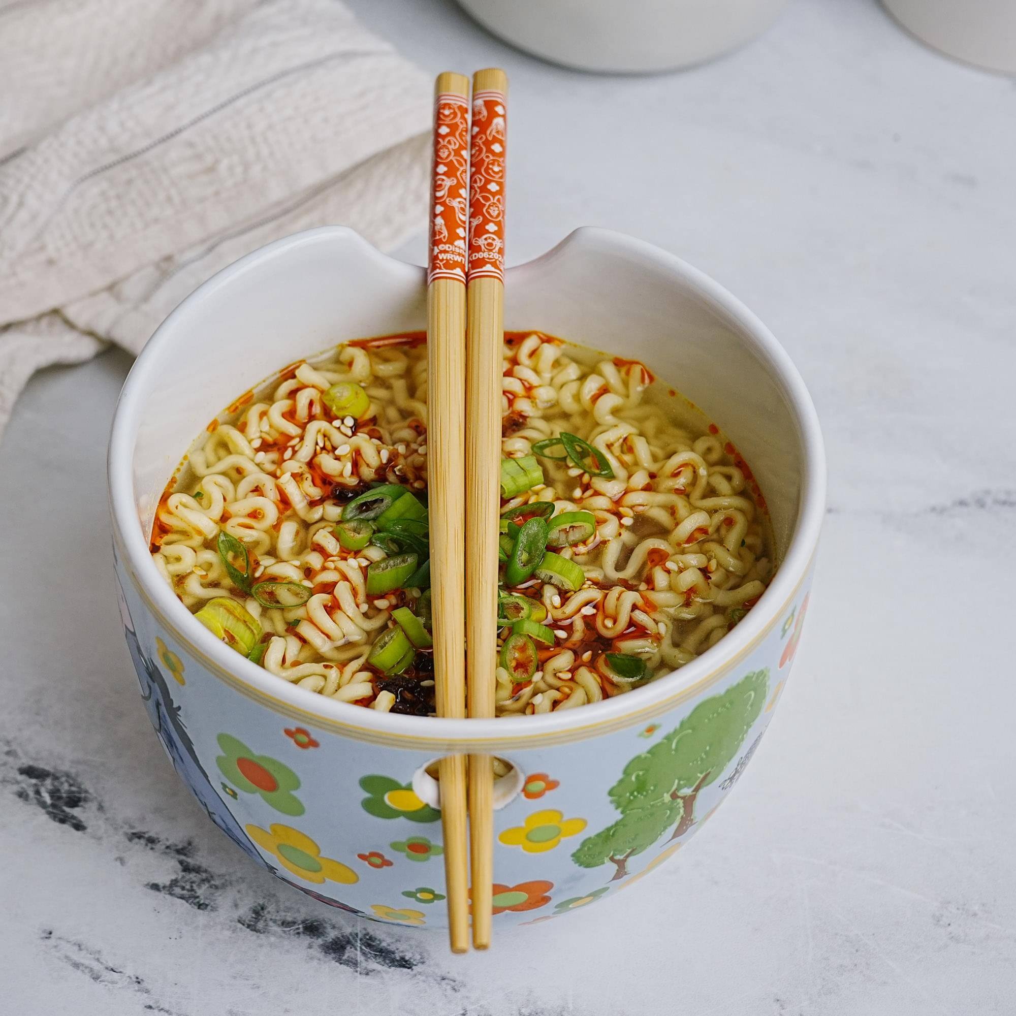 Alt View 4. Disney - Disney Winnie The Pooh Friends 20-Ounce Ceramic Ramen Bowl and Chopstick Set - White.