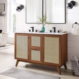 Soma Bathroom Vanity with White Basin Included by Modway - Walnut White