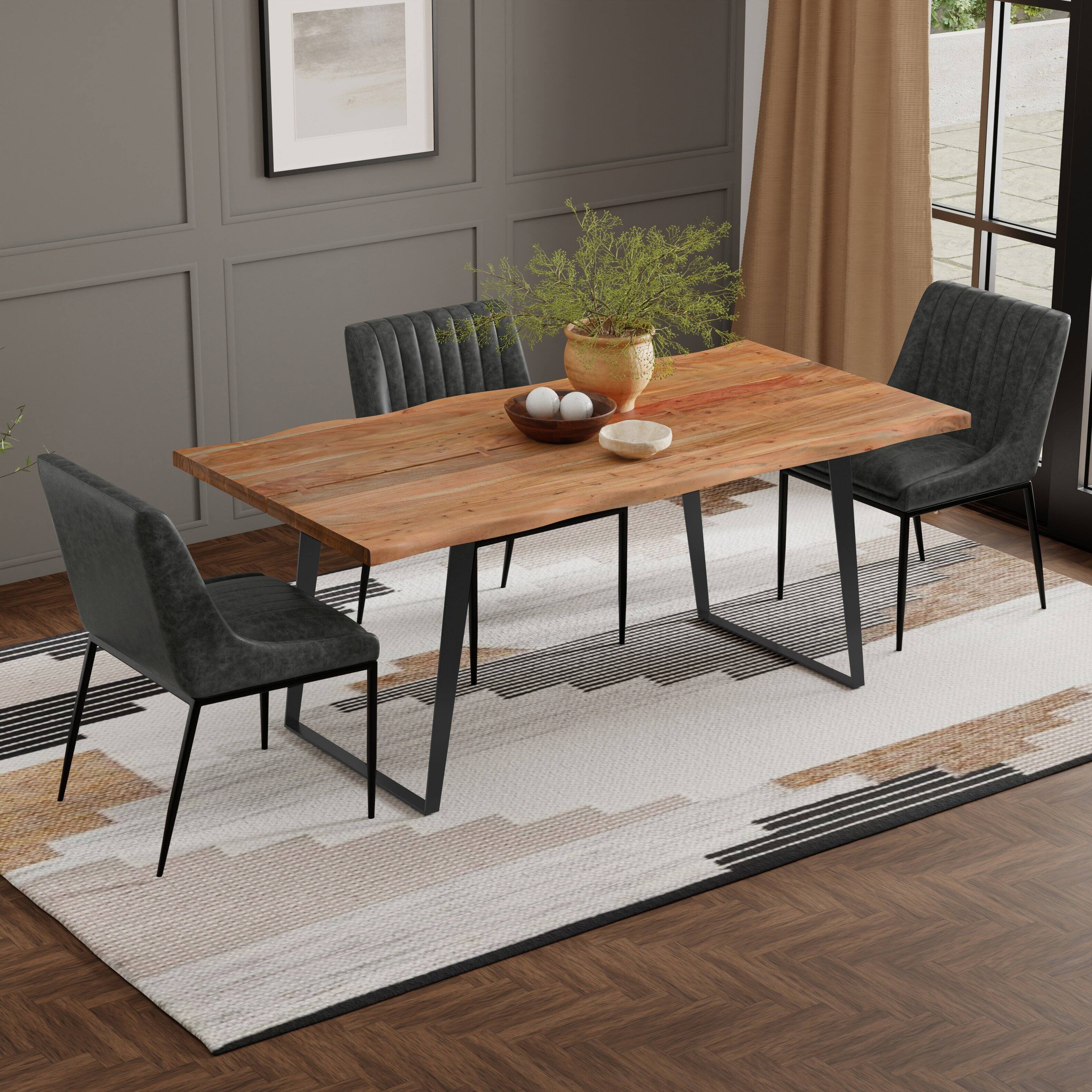 Left. Simpli Home - Delta 72 inch x 36 inch Rectangle Modern Industrial Dining Table in Natural - Natural.