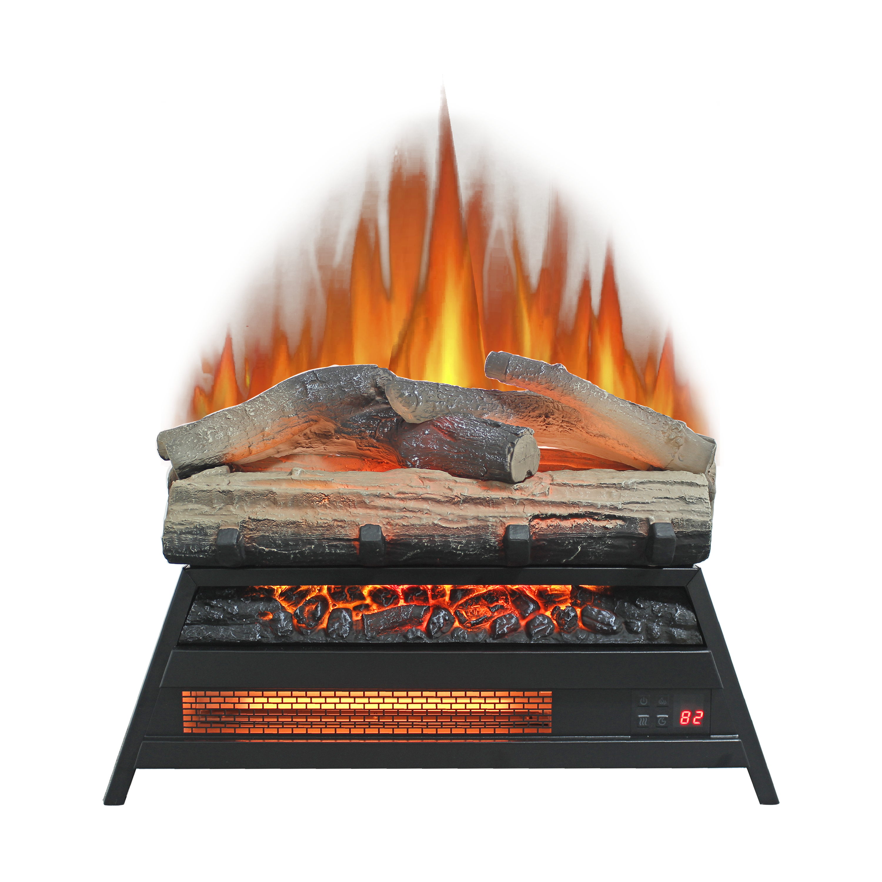 Front. GOODSILO - 23"" Electric Fireplace Insert with 3D Log Set & Infrared Heater - Antique Black.