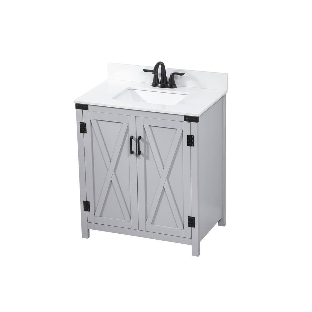 Left. Elegant Kitchen and Bath - 30 inch Single bathroom vanity in grey with backsplash - Grey.