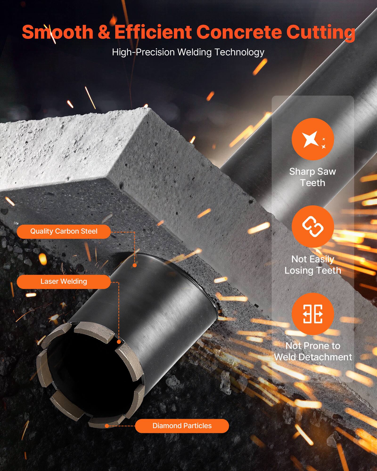 Smooth & Efficient Concrete Cutting  
High-Precision Welding Technology  

- Quality Carbon Steel  
- Laser Welding  
- Sharp Saw Teeth  
- Not Easily Losing Teeth  
- Not Prone to Weld Detachment  
- Diamond Particles